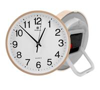 Sporgo Grande horloge murale à poser ou à suspendre, sans bruit de tic-tac, horloge à quartz, haute précision, blanc moderne, pour cuisine, salon, bureau (doré)