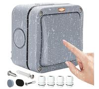 Sporgo Interrupteur universel résistant aux intempéries 20 A IP66 Interrupteur étanche avec interrupteur indépendant et voyant lumineux de contrôle Gris Pour extérieur, jardin, balcon (1 vitesse)