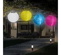Sporgo Lampions Solaire Extérieur : 4 Pièces 20 cm Lanterne LED Résistant aux Intempéries Colorée Suspendue pour Jardin, Mariage et Terrasse