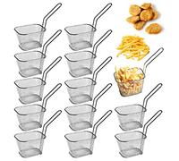 Sporgo, Lot de 12 paniers à frites en acier inoxydable - 15 x 6 x 4 cm, 200 g, avec anse - Idéal pour frites, poulet rôti, rondelles d'oignon, crevettes et autres aliments frits