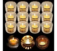 Sporgo Lot de 12 Photophores en Verre Transparent - Décoration de Table Vintage pour Mariage, Saint-Valentin - Petits Photophores pour Décoration