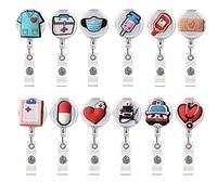 Sporgo Lot de 12 porte-badges extensibles avec corde nylon 65 cm, clip ceinture pratique, cordon extensible pour médecins infirmières