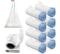 Sporgo Lot de 160 sacs poubelle avec poignée de transport : sacs à litière pour chat autonettoyants avec cordons de serrage, sac à litière pour chat, recharge pour litière pour chat, 8 rouleaux