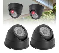 Sporgo Lot de 2 caméras de surveillance factice d'extérieur CCTV avec lumière LED rouge clignotante, caméra de surveillance factice pour intérieur et extérieur, noir