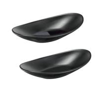 Sporgo Lot de 2 plateaux à bijoux noirs : plateau à clés décoratif Plateau cosmétique ovale Plateau pour porte-clés Plateau pour couloir, pièces de monnaie, clés de voiture, bijoux dans l'entrée
