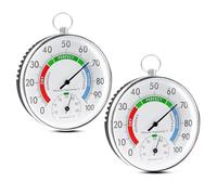 Sporgo Lot de 2 thermomètres hygromètres : 10 cm, analogiques, sans fil, montage mural, avec œillet de suspension, thermo-hygromètre pour l'intérieur et l'extérieur, maisons, serres, jardins (A)