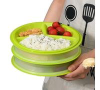 Sporgo Lot de 3 assiettes à micro-ondes: vaisselle réutilisable sans BPA, couvercle inclus, 3 compartiments pour chauffer