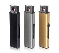 Sporgo Lot de 3 briquets électroniques - Coupe-vent, connexion USB, double face, sans flamme, arc électrique (sans gaz)