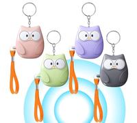 Sporgo Lot de 4 alarmes de poche pour femmes : 130 dB - Autodéfense avec éclairage LED et anneau porte-clés, style hibou pour femmes, enfants, personnes âgées
