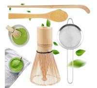 Sporgo Lot de 4 fouets à matcha japonais - Accessoires de cérémonie du thé - Pelle traditionnelle - Fouet à thé en bambou - Cuillère à café - Passoire à thé - Pour la cérémonie de matcha en poudre