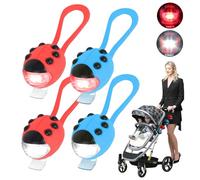 Sporgo Lot de 4 lumières LED pour poussette : lumière de poussette étanche LED en silicone lumière de buggy lumière multi-usage pour enfants trottinette pour toutes les poussettes, éclairage de