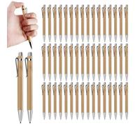 Sporgo Lot de 50 stylos à bille en bois de bambou - Stylo à bille personnalisé avec gravure - Pour bureau, école, examen, départ - Noir