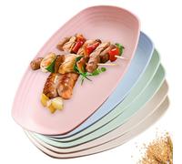 Sporgo Lot de 6 assiettes creuses ovales mates, incassables sans BPA, microwavables et lavables, réutilisables en plastique, idéales pour les repas quotidiens et les fêtes