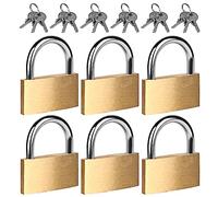 Sporgo Lot de 6 cadenas à clé 30 mm en laiton avec 18 clés étanches, cadenas résistant aux intempéries pour boîtes à outils, casiers de gym, casiers, valises, casiers