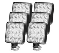 Sporgo Lot de 6 projecteurs de travail LED carrés 12 V 48 W Phare auxiliaire Phare de recul IP67 étanche pour pelleteuses, tracteurs, remorqueurs, ATV, camion, tout-terrain, blanc froid