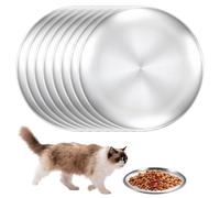 Sporgo Lot de 8 gamelles plates pour chat en acier inoxydable : 14 cm Gamelle pour chat avec de larges moustaches, anti-chute, gamelle plate pour chat pour petits chiens, chats