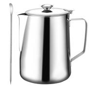 Sporgo Pot à lait de 350 ml avec couvercle : pot à lait en acier inoxydable 350 ml Pichet à mousser portable, mousseur à lait, pot à expresso, pot à mousse de lait pour cappuccino, latte et expresso