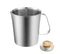 Sporgo Pot à lait en acier inoxydable de 1000 ml, doseur avec mesure graduée, moderne, argenté