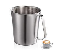 Sporgo Verre doseur en acier inoxydable : pot à lait de 1500 ml, pot à mousse de lait Barista avec mesure graduée, pot à mousser portable, pour cappuccino, latte et expresso