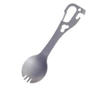 Spork de Camping en Acier Inoxydable, Cuillère-fourchette Argenté | Bord Dentelé, Tines Longues et Profil Compact, pour Lunch Box, Backpacking et Repas Scolaires
