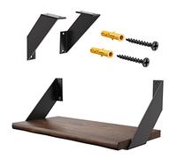 SPOROOT Supports d'Étagère 2 pièces, Équerre Étagère Murale Noire, ÉquerreÉtagère Metal Flottantes 20cm Equerre Charge Lourde,Wquerre Étagère Inversée Equerre Etagere Placard