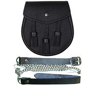 Sporran basique en cuir noir avec chaîne - Kilt Sporran
