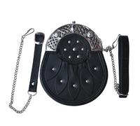 Sporran Bourse écossaise de sport luxueuse à porter autour de la taille en cuir clouté noir et laiton chromé