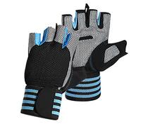 Sport Antidérapant Cyclisme Demi-Doigt avec Longues Sangles de Poignet Absorbant les Chocs Rembourré Haltérophilie Extérieur Respirant VTT Vélo pour Cyclisme Alpinisme Yoga Conduite Photographie