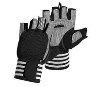 Sport Antidérapant Demi-Doigt Cyclisme avec Longues Sangles de Poignet Absorbant les Chocs Rembourré Haltérophilie Extérieur Respirant VTT Vélo pour Cyclisme Alpinisme Yoga Conduite Photographie