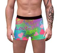 Sport Boxer Homme Coton Pas Cher dessous Fibre de Bambou Rigolo Saint Valentin Calecon Microfibre Shorty Transparent Amour Boxer Calecon Personnalise Homme Saint Valentin