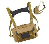 Sport-Brusttasche - Wasserabweisend - Brusttasche Zum | Leichter, Diebstahlsicherer Fahrradwesten-Rucksack Für Damen Und Herren | Sichere Bequeme Brustwestentasche Mit Mehreren Taschen, Kaki