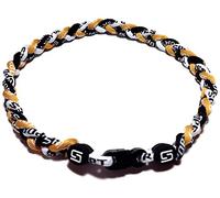 Sport Cordes 3 Corde Titane Collier - Choisissez à partir de Plusieurs Couleurs et Tailles, Doré/Noir/Blanc, 18"