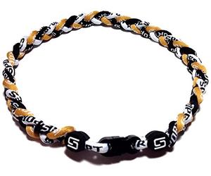 Sport Cordes 3 Corde Titane Collier - Choisissez à partir de Plusieurs Couleurs et Tailles, Doré/Noir/Blanc, 18"