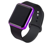 Sport Digital Watch Femmes Hommes Square Regard Montre Silicone Montre électronique Montres Women's Horloge Relogio Feminino Digital Reloj (Couleur : Black Purple)