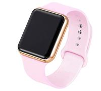 Sport Digital Watch Femmes Hommes Square Regard Montre Silicone Montre électronique Montres Women's Horloge Relogio Feminino Digital Reloj (Couleur : Pink Rose Gold)