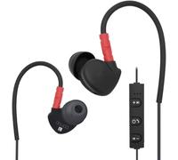 Sport Écouteurs Bluetooth 4.1 Intra-Auriculaires avec Memory Fil sur la Conception de l'oreille Microphone Control in-Ear Earpods Oreillette Headset Earphone Noir/Rouge
