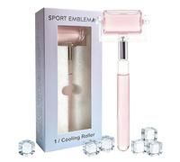 Sport Emblema Rouleau à glace pour visage et corps - Outil de thérapie par le froid pour dégonfler les yeux, réduire l'inflammation et raffermir la peau - avec étui de protection (rose et bleu avec