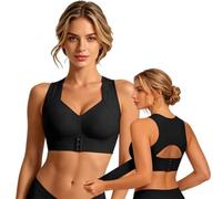 Sport Femme sans Armature Maintien Front Soutien Gorge Elastique Anti-bourrelets sousLes Bras Push Up Rembourré Shock Absorber pour Yoga Course Fitness Gymnastique Run