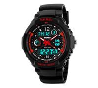 Sport Montre Homme de Marque Numérique Analogique LED Watch étanche Rouge Noir