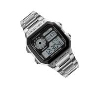 Sport Montre Homme en Acier Inoxydable Rétro-éclairage Numérique Chronographe pour Tracker de Fitness, Homme Relogio Musculino 5ATM Résistant à l'eau pour Les Amateurs de Sport (Silver)