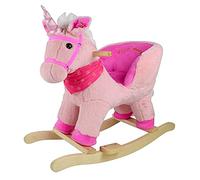 Sport One Licorne à Bascule avec Sons. Cheval à Bascule pour Enfants + 10 Mois en Peluche et Bois. Effet sonore. Balancelle 68 x 33 x 50 cm. Assise Confortable avec Dossier intégré. Rose 705100521