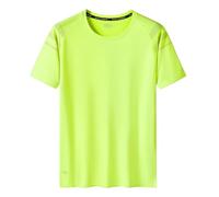 Sport-Shirt Homme Été Casual All-Match Absorbant Respirant Manches Courtes Homme Fitness Running Séchage Rapide T-Shirt Homme Sport Laxiste Confortable Tops Homme L-Bright Green 5XL