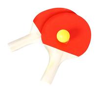 SPORT SIDE - Ping Pong - 2 Raquettes Et 3 Balles - Rouge et Noir - 046581 - 25 cm x 15 cm - Jeu de Plein Air - À partir de 3 Ans
