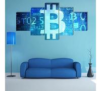 Sport Sur Toile Peintur Image Commémorative Bitcoin 5 Panneau Mural Art Image Home Decor Pour Salon Photo Sur Toile Poster Des Illustrations 200 X 100 Cm Affiche De Photo D'Art De Mur D'Hôte -0I8W+E6N
