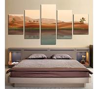 Sport Sur Toile Peintur Oasis De Chameau Du Désert (Non Encadré 150 X 100 Cm) 5 Panneau Mural Art Image Home Decor Pour Restaurant De Chambre D'Hôtel Salon Photo Sur Toile Poster Des Illustrations
