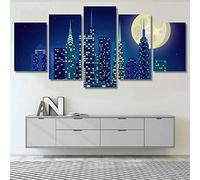 Sport Sur Toile Peintur Paysage Nocturne De La Ville 5 Panneau Mural Art Image Home Decor Pour Salon Photo Sur Toile Poster Des Illustrations/Avec Cadre 150 X 80 Cm Affiche De Photo D'Ar-2543935110