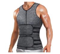 Sport T Shirt Homme - Gilet De Sauna pour Entraîneur De Taille Combinaison De Sauna Double Corps pour La Graisse du Ventre Amincissant Entraînement De Gymnastique (Dark Gray L)