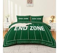 Sport Terrain De Rugby Géométrie Simplicité Sets de Housse de Couette,Ensemble de Linge de Lit en Microfibre Vert, 1 Housse de Couette 220x240cm,2 Taies d'oreiller,avec Fermeture éclair