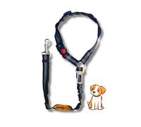 Sport Vibrations® Harnais de voiture 2 en 1 pour chien avec amortissement, laisse de sécurité réglable, fixation rapide à l'appui-tête et à la boucle de ceinture de sécurité, pour toutes les races de