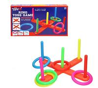 Sport Zone Jeu de Lancer d'anneaux pour intérieur et extérieur, à partir de 3 Ans, 5 Anneaux, 5 pôles, 2 Sections de Base